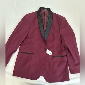 Coofandy burgundy blazer jacket one button size L